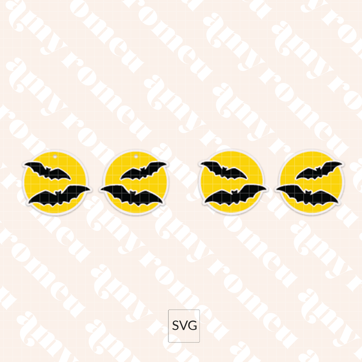 Faux Leather Moon & Bat Earrings SVG