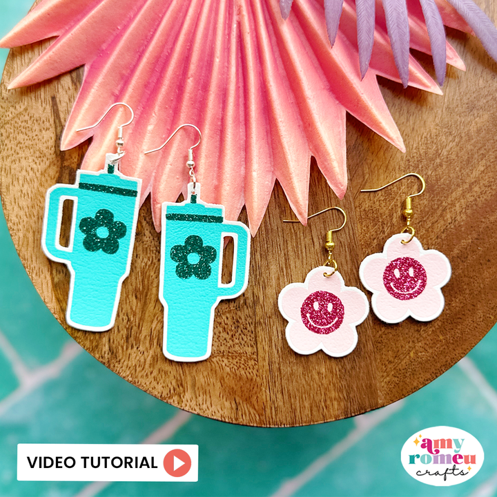 Tumbler & Happy Face Flower Earring SVGs