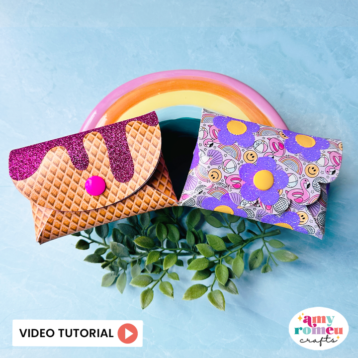 Set of 2 Summer Ice Cream & Flower Coin Wallets SVGs