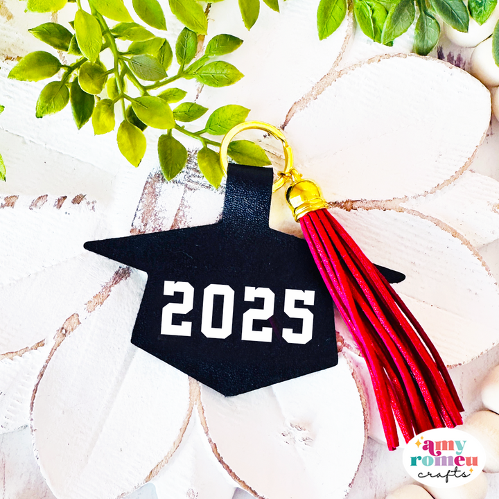 Graduation Cap Faux Leather Keychain SVG Bundle