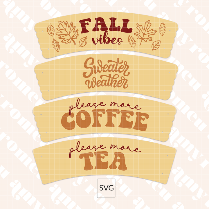 Set of 4 Fall Coffee Cup Sleeve SVGs