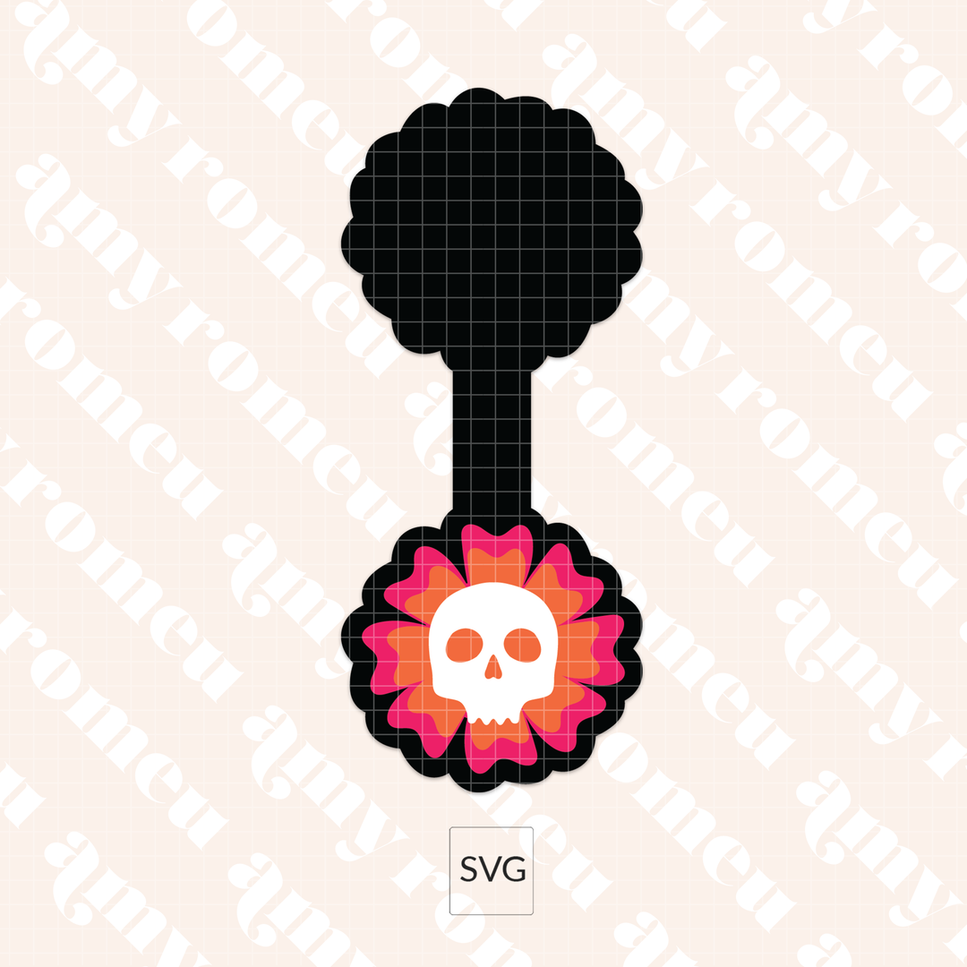 Skull Flower Purse Charm SVG