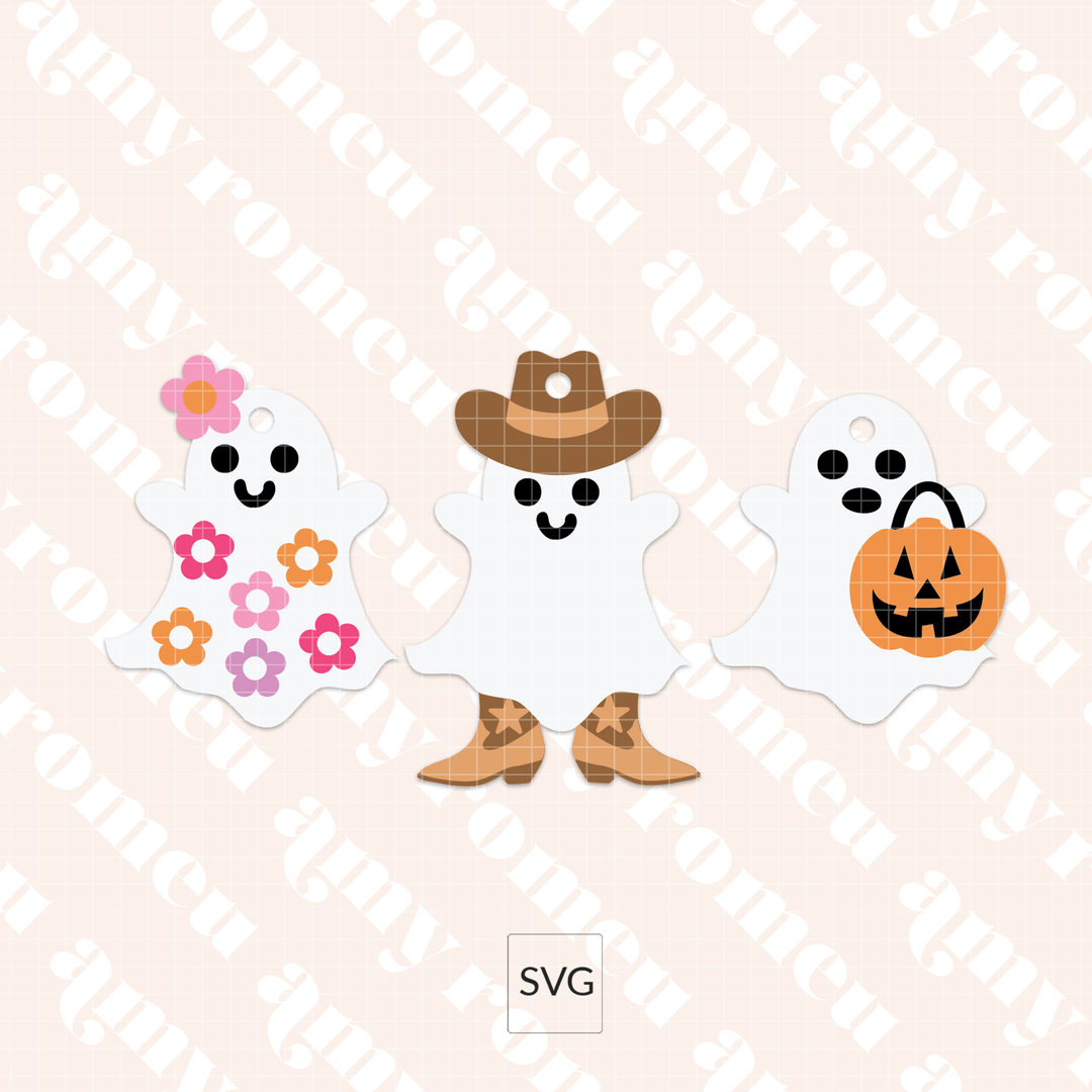 Set of 3 Ghost Keychain SVGs