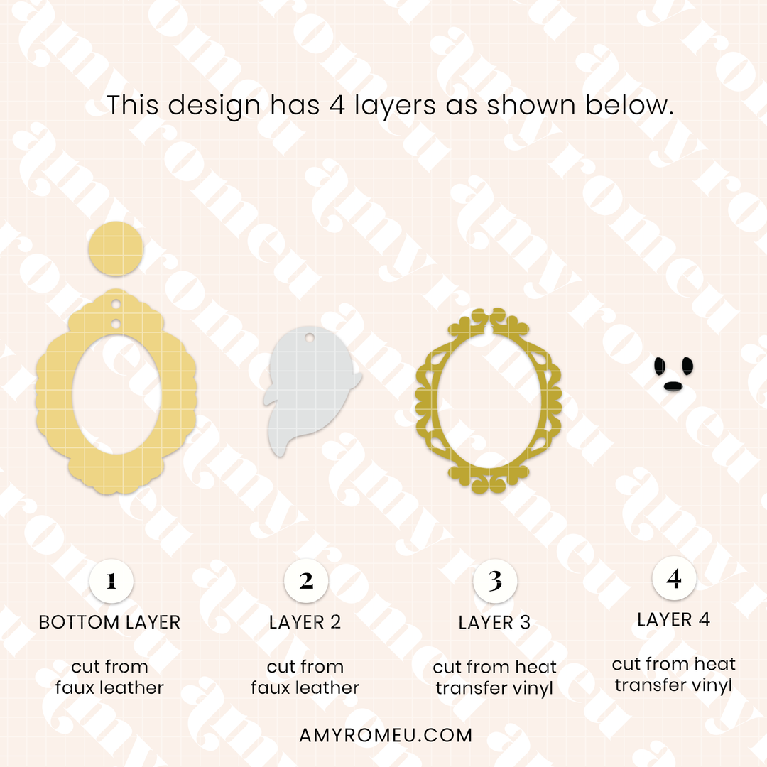 Set of 2 Fall Leaf & Ghost in a Frame Earrings SVGs