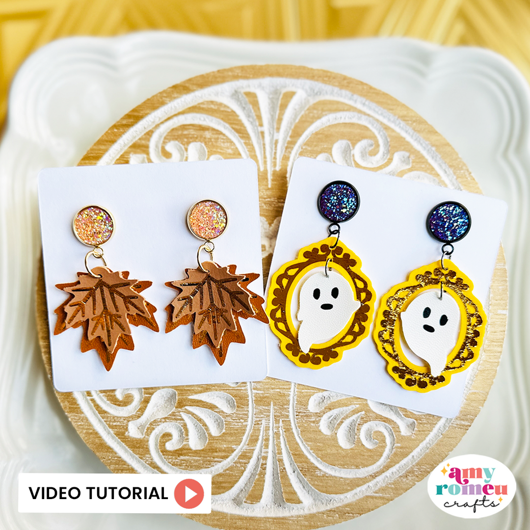 Set of 2 Fall Leaf & Ghost in a Frame Earrings SVGs