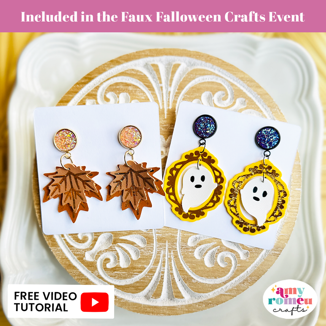 Set of 2 Fall Leaf & Ghost in a Frame Earrings SVGs