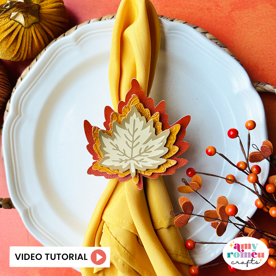 Fall Leaf Faux Leather Napkin Ring SVG