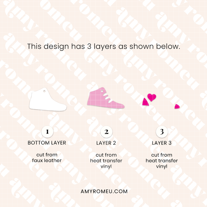 Heart High Top Sneaker Earrings SVG