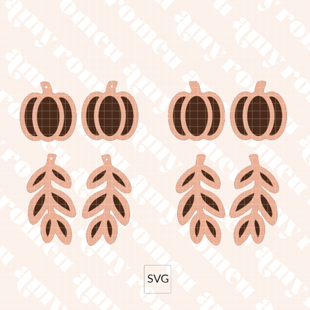 Faux Leather Fall Pumpkin & Leaf Cutout Earrings