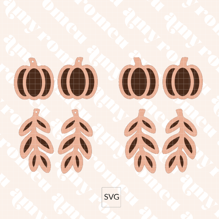 Faux Leather Fall Pumpkin & Leaf Cutout Earrings
