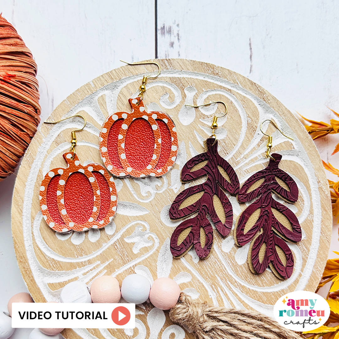 Faux Leather Fall Pumpkin & Leaf Cutout Earrings