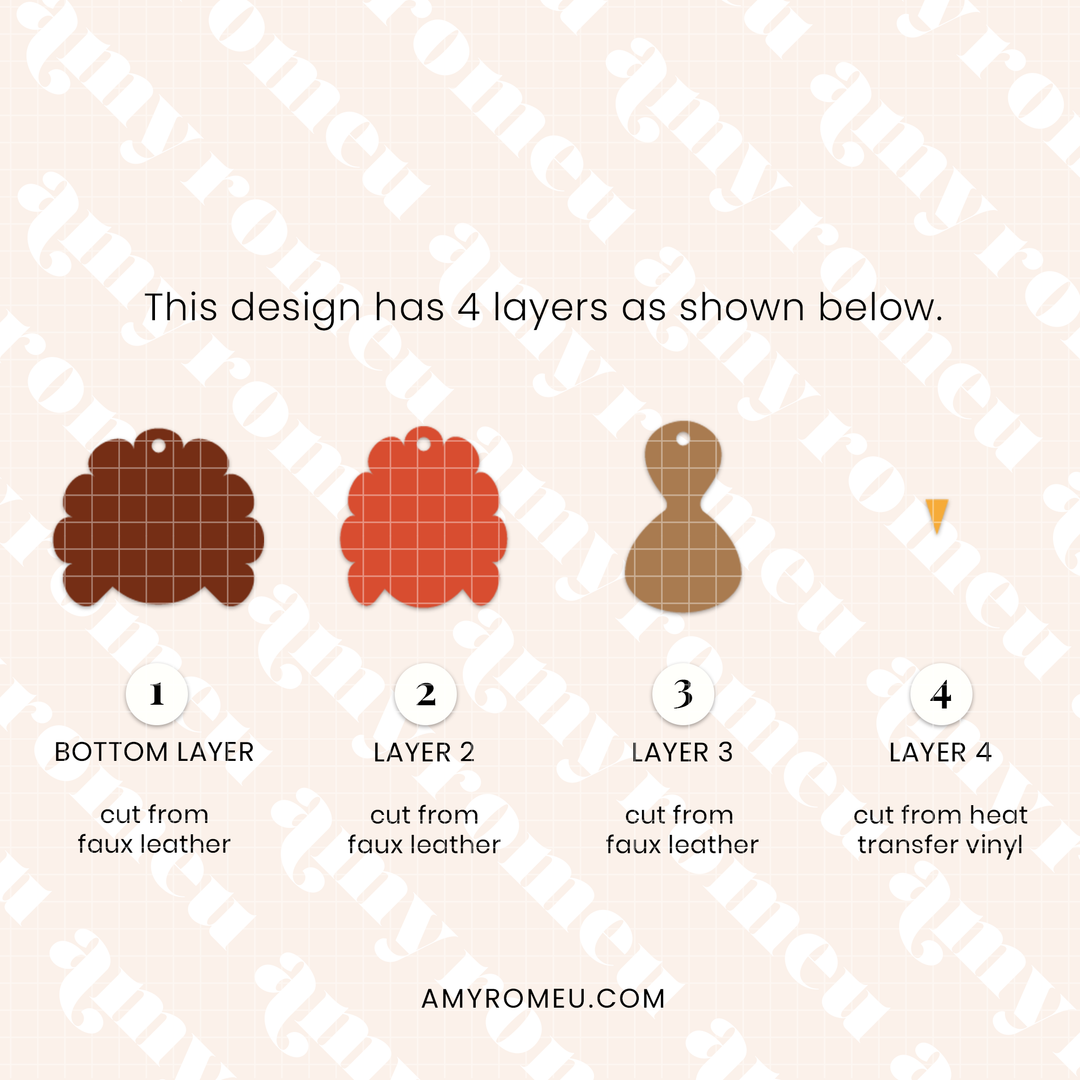 Faux Leather Layered Turkey Earring SVG