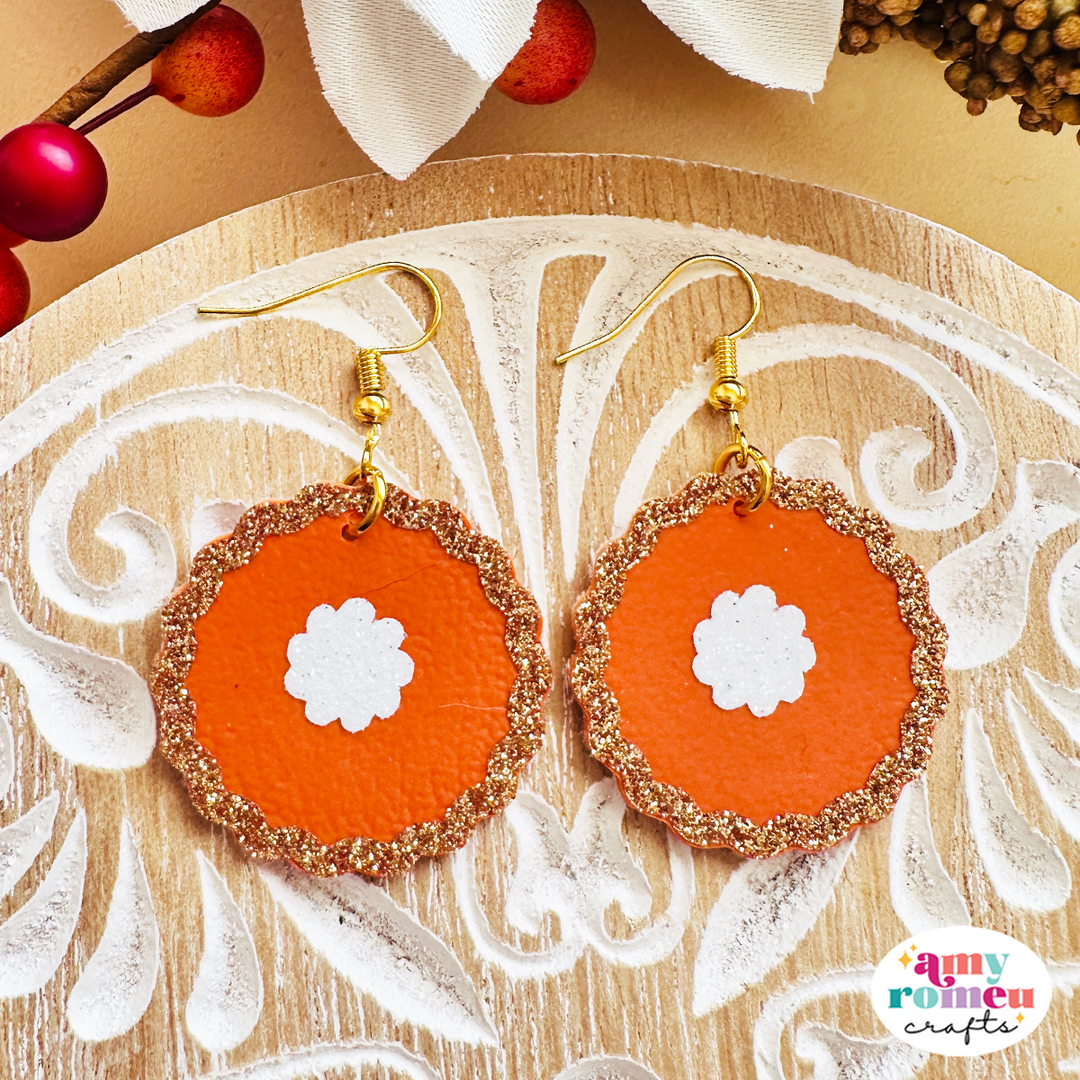 Faux Leather Pumpkin Pie Earrings SVG