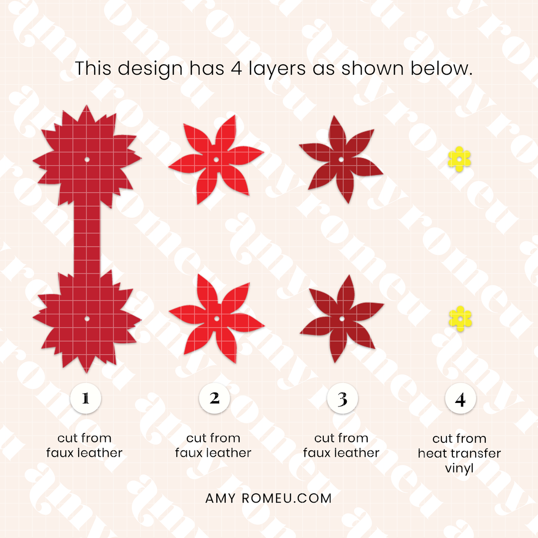 Layered Poinsettia Keychain SVG & Video Tutorial