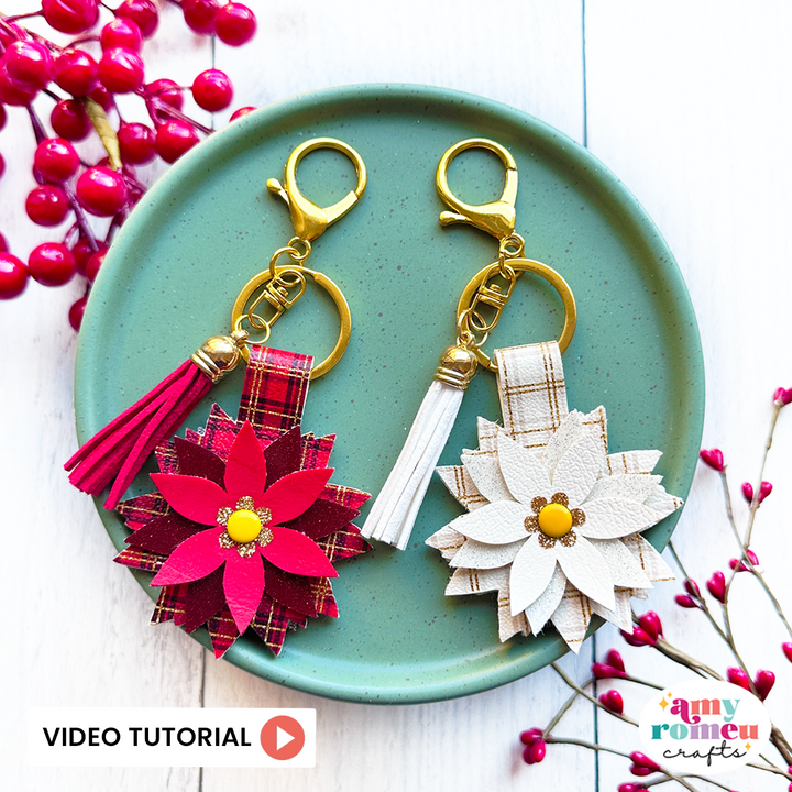 Layered Poinsettia Keychain SVG & Video Tutorial