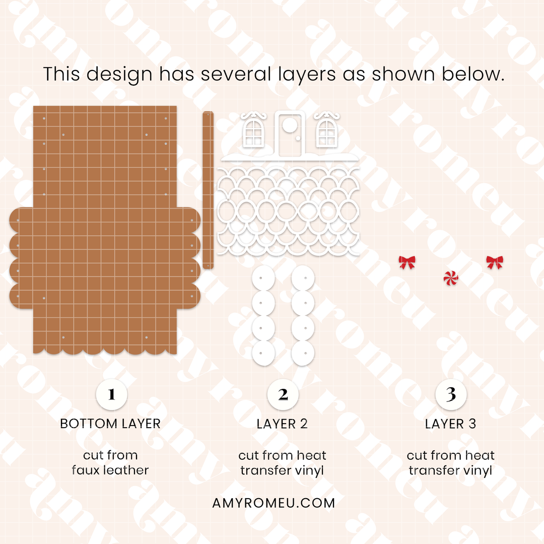 Faux Leather Gingerbread House Clutch Purse SVG & Video Tutorial