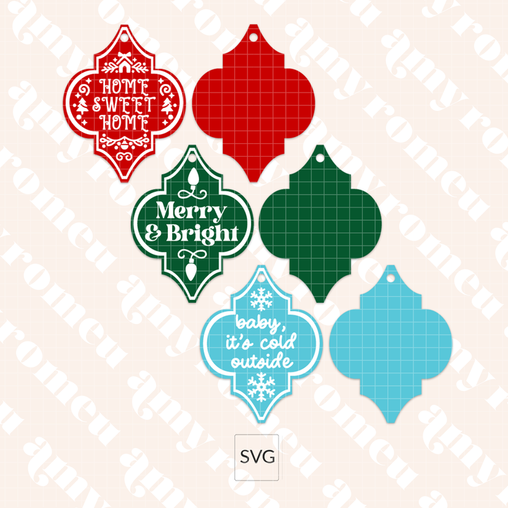 Set of 3 Arabesque Tile Ornaments SVG & Video Tutorial