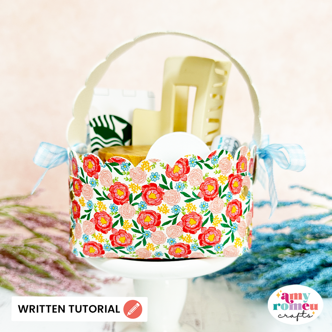 Faux Leather Scalloped Square Mini Basket SVG & Written Tutorial