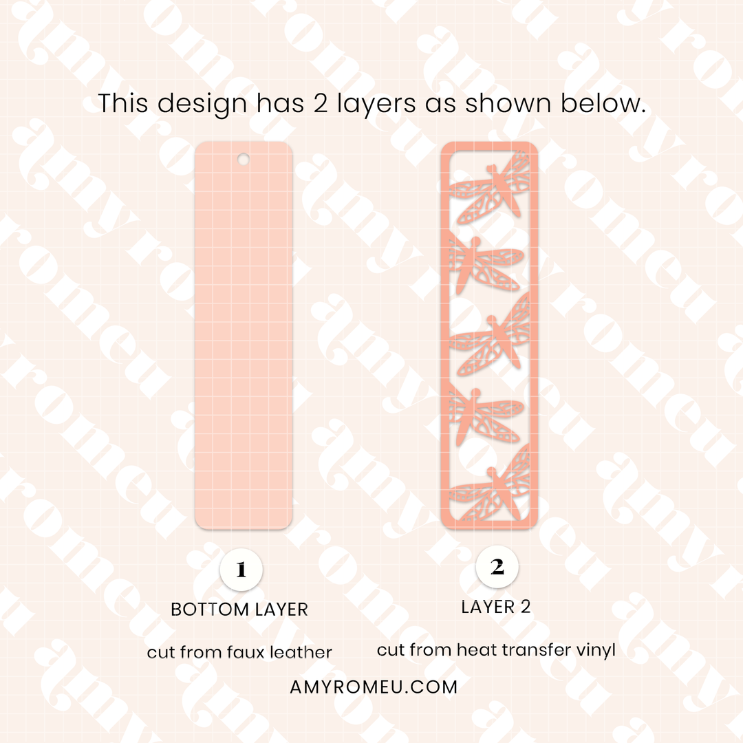 Faux Leather Dragonfly Bookmark SVG & Written Tutorial
