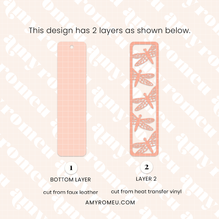 Faux Leather Dragonfly Bookmark SVG & Written Tutorial