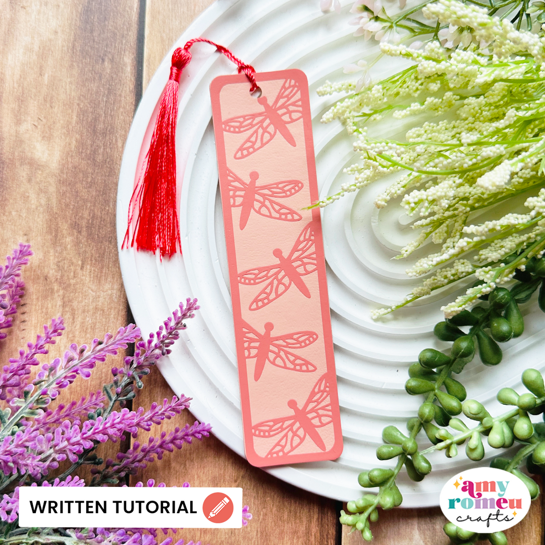Faux Leather Dragonfly Bookmark SVG & Written Tutorial