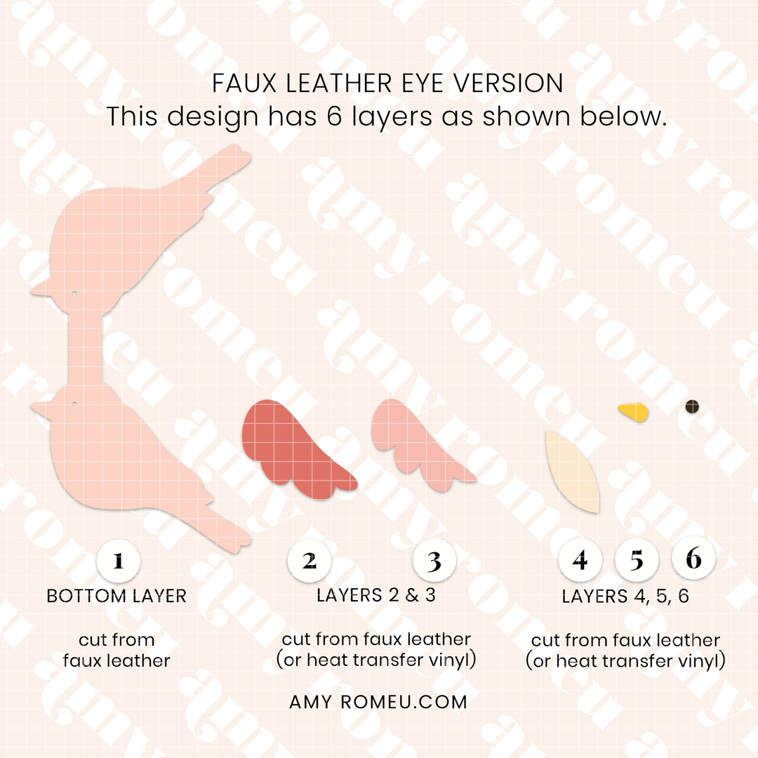 Faux Leather Patchwork Bird Charm SVG & Written Tutorial