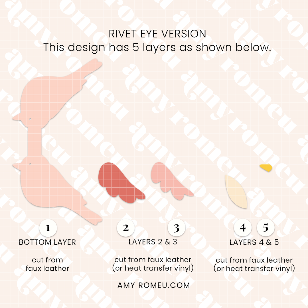 Faux Leather Patchwork Bird Charm SVG & Written Tutorial