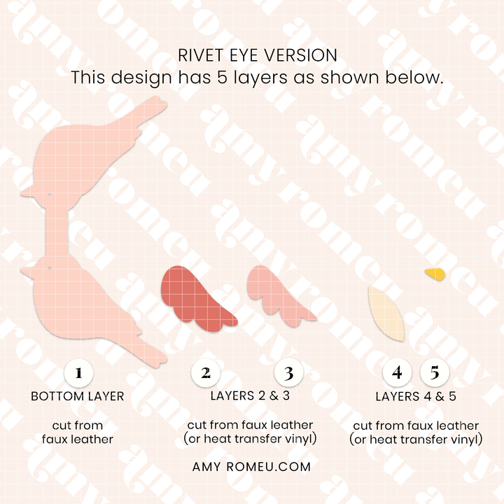 Faux Leather Patchwork Bird Charm SVG & Written Tutorial