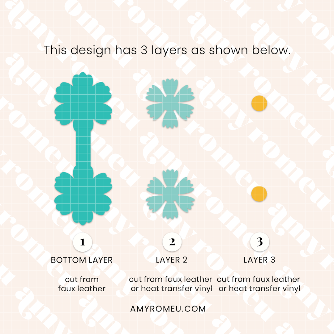 Faux Leather Mini Flower Keychain SVG & Written Tutorial