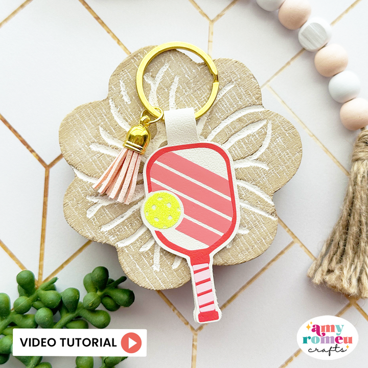 Faux Leather Pickleball Keychain SVG & Video Tutorial