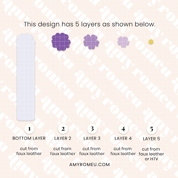 Faux Leather Layered Flower Bookmark SVG & Written Tutorial