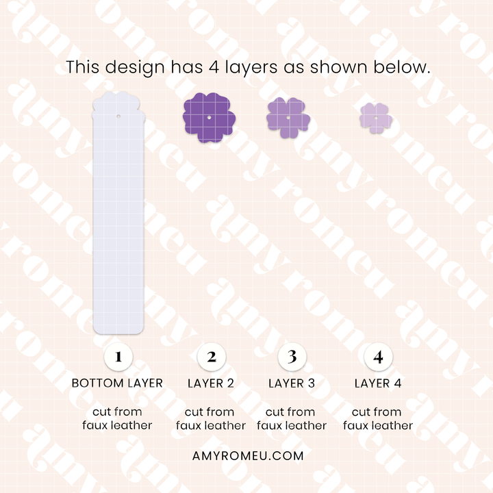 Faux Leather Layered Flower Bookmark SVG & Written Tutorial