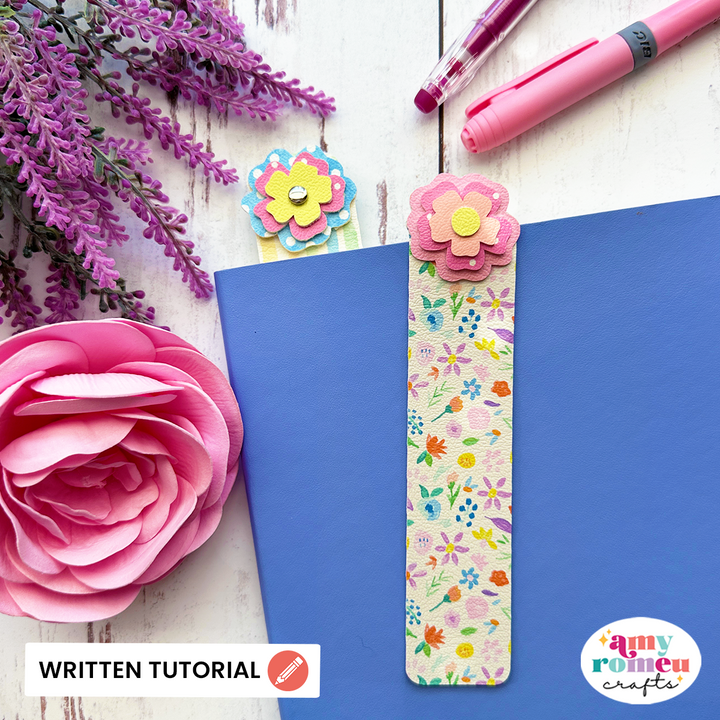 Faux Leather Layered Flower Bookmark SVG & Written Tutorial