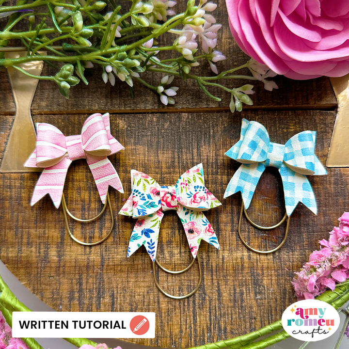 Faux Leather Spring Bow Planner Clip SVG & Written Tutorial
