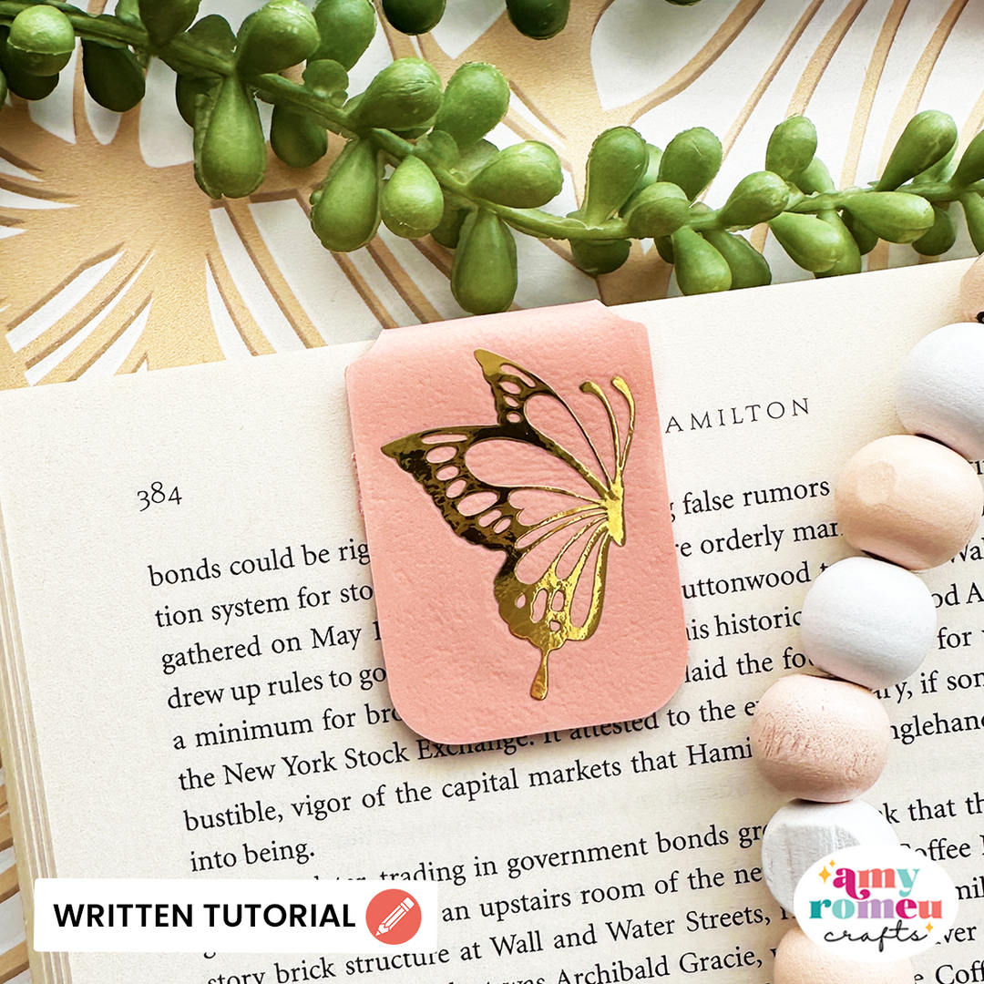 Faux Leather Butterfly Magnetic Bookmark SVG & Written Tutorial