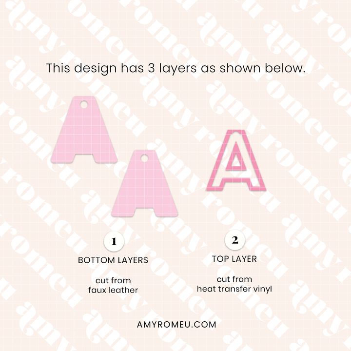 Faux Leather Initial Charms for Carabiner Keychains SVG & Video Tutorial