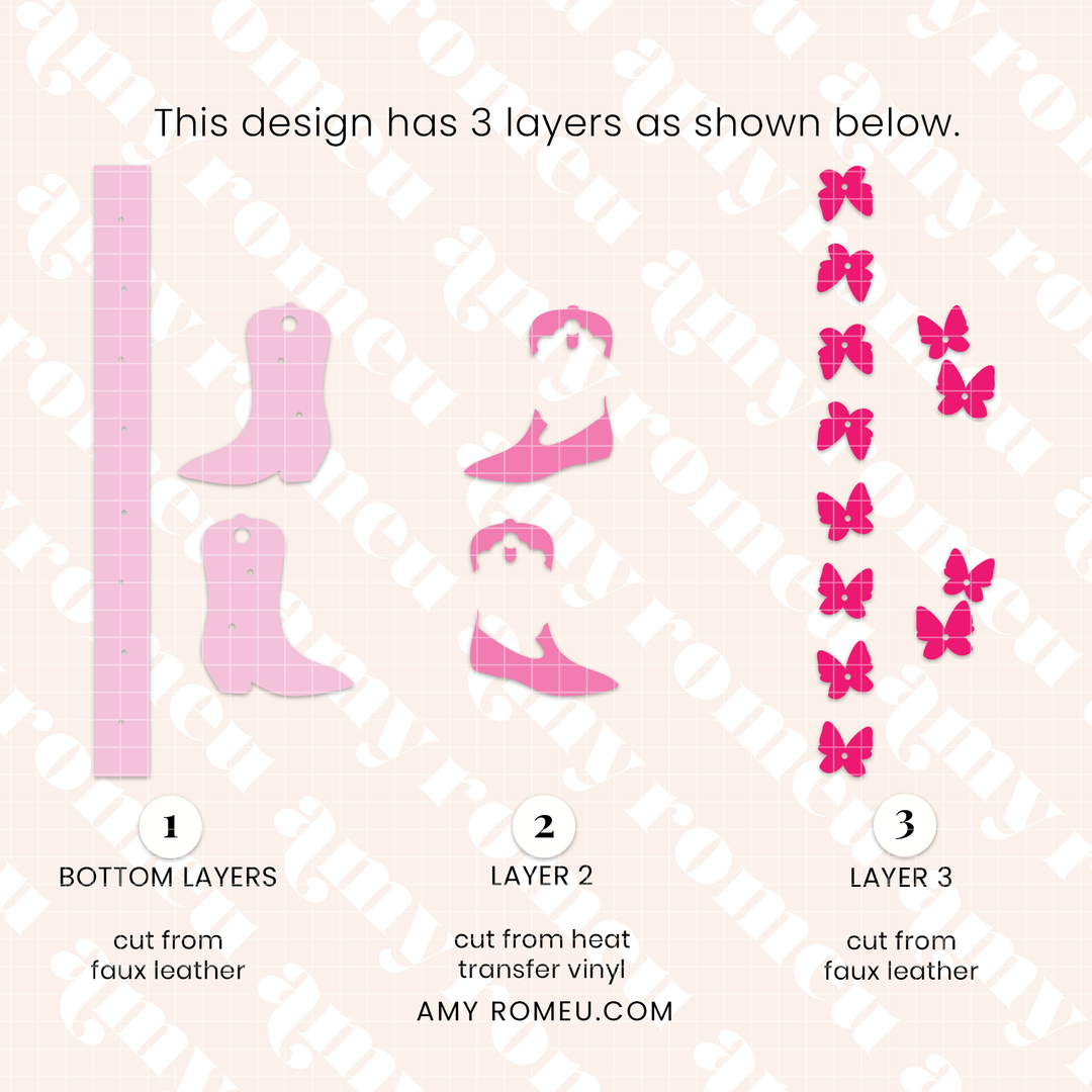 Faux Leather Butterflies & Boots Wristlet SVG