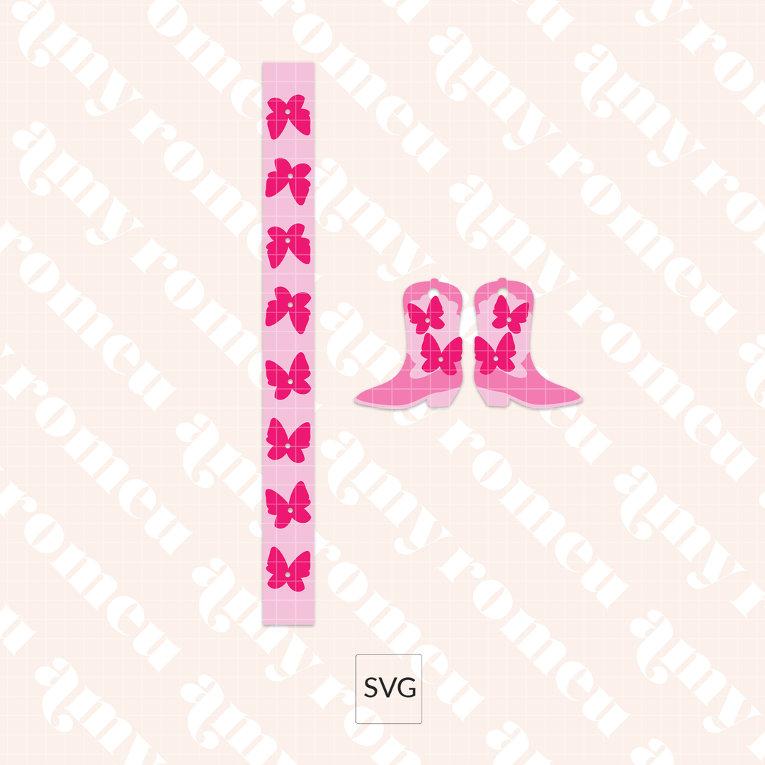 Faux Leather Butterflies & Boots Wristlet SVG