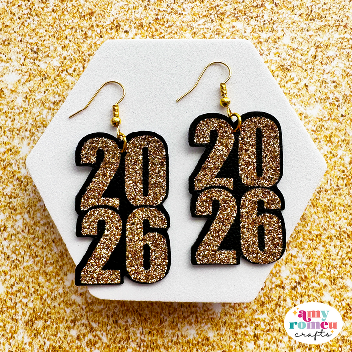 2026 New Years Eve Faux Leather Earrings SVG