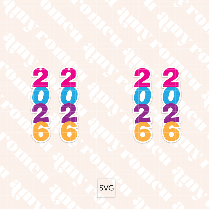 Faux Leather 2026 New Years Eve Earrings SVG