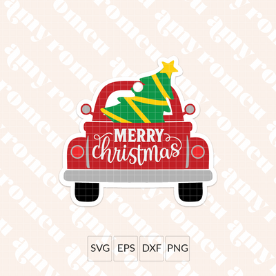 Red Truck Faux Leather Christmas Ornament SVG
