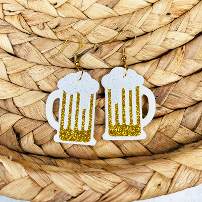 Beer Faux Leather Earrings SVG