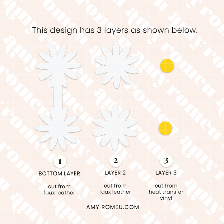 Daisy Faux Leather Keychain SVG