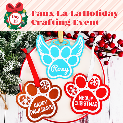 Faux Leather Paw Print Christmas Ornaments SVGs