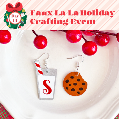 Faux Leather Santa's Milk & Cookies Christmas Earrings SVG