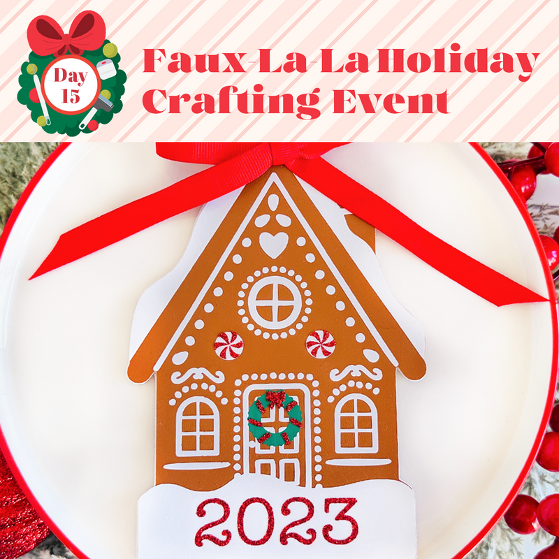 Faux Leather Gingerbread House Christmas Ornament SVG