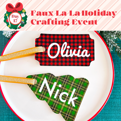 Faux Leather Stocking Name Tags SVG