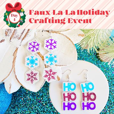 Faux Leather Snowflake & Ho Ho Ho Holiday Earrings SVG