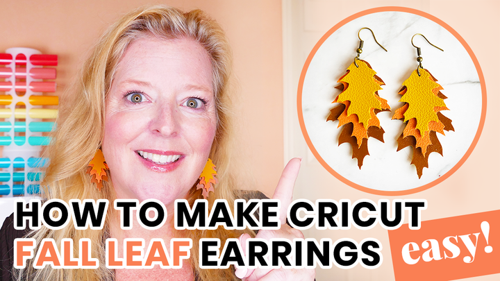 Set of 2 Fall Leaf Faux Leather Earrings SVG