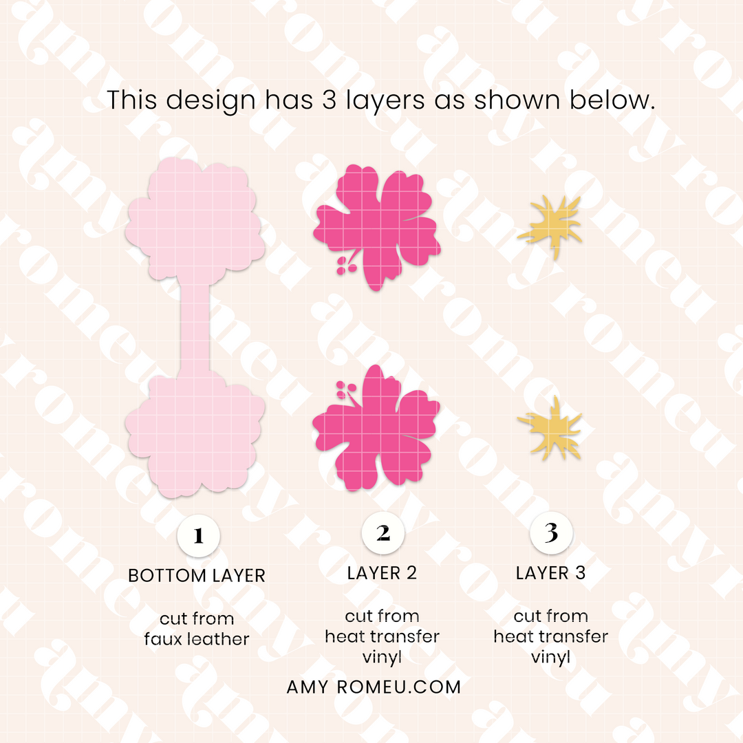 Hibiscus Faux Leather Keychain SVG